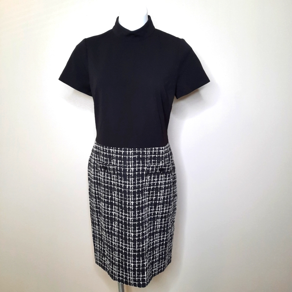 LAST CHANCE Karl Lagerfeld Black Tweed Shift Dress Sz 10